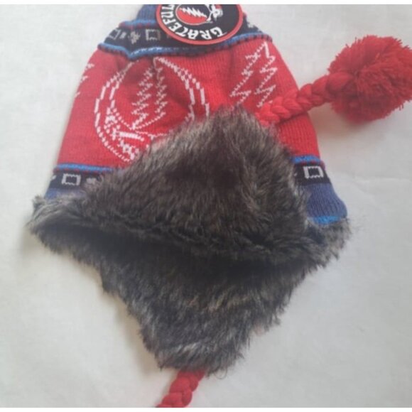 New Red Blue Winter Hat Steal Your Face Station Grateful Dead Adult Laplander Sk - Picture 3 of 3